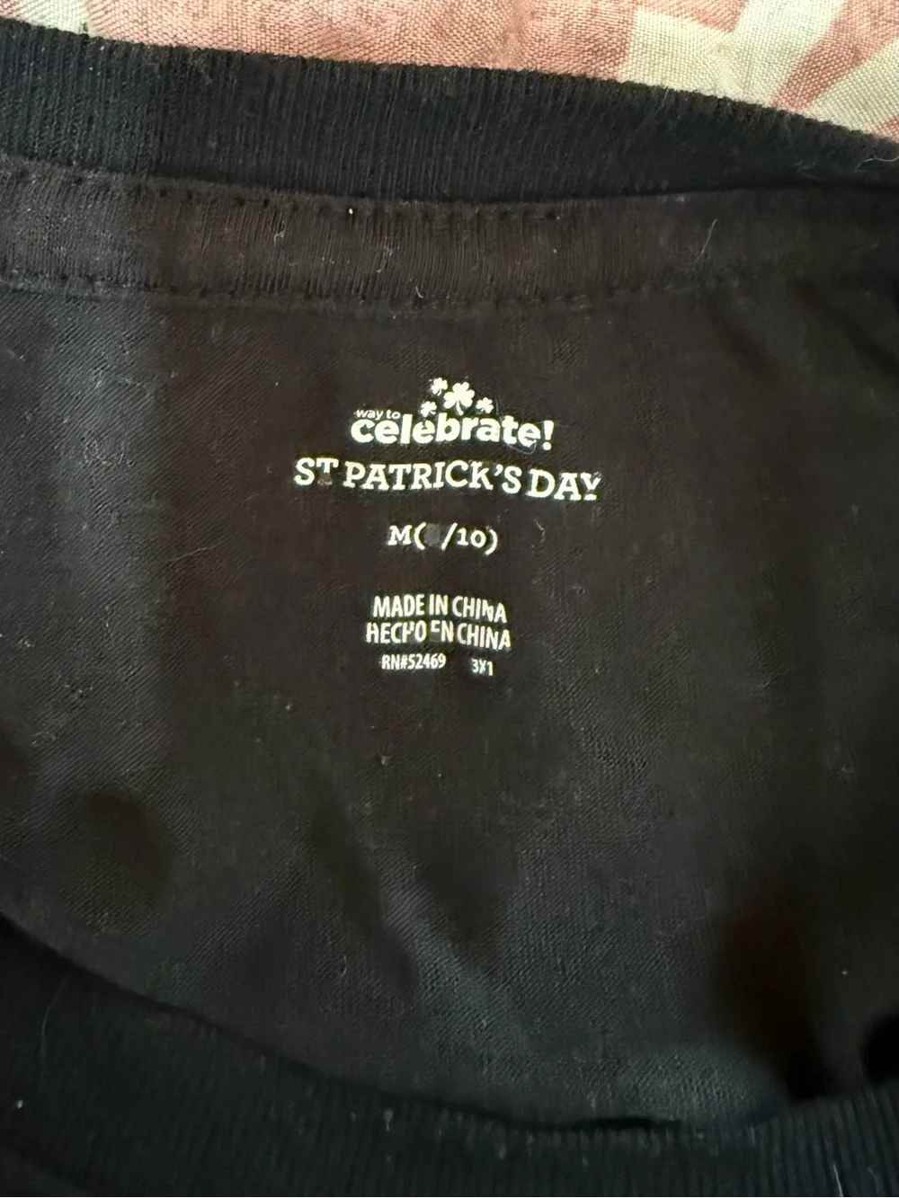 Blessed and Lucky Black and Green Shamrock T‑Shirt Size Med